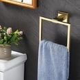 thumbnail image 4 of Modern Square Stainless Steel Towel Ring, Brushed Gold Finish, Rustproof Heavy Duty Design For Bathroom Wall, Space Optimization With Secure Screw-Mounted Installation, 4 of 5
