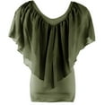 thumbnail image 4 of Oalirro Women's Tops, Tees & Blouses Women Blouses and Tops Fashion Fashion Women's Summer V-Neck Short Sleeve Solid Casual T-shirt Blouse Green, 4 of 7