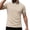 Khaki, variant on Golf Shirts for Men Geometric Textured Jacquard Contrast Trim Collared 3-Button Short Sleeve Breathable Casual Tops,3XL
