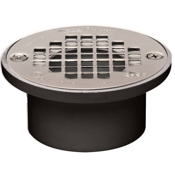 Oatey Straight Floor Drain, ABS, Stainless Steel, 2" or 3", Solvent-Weld 43578