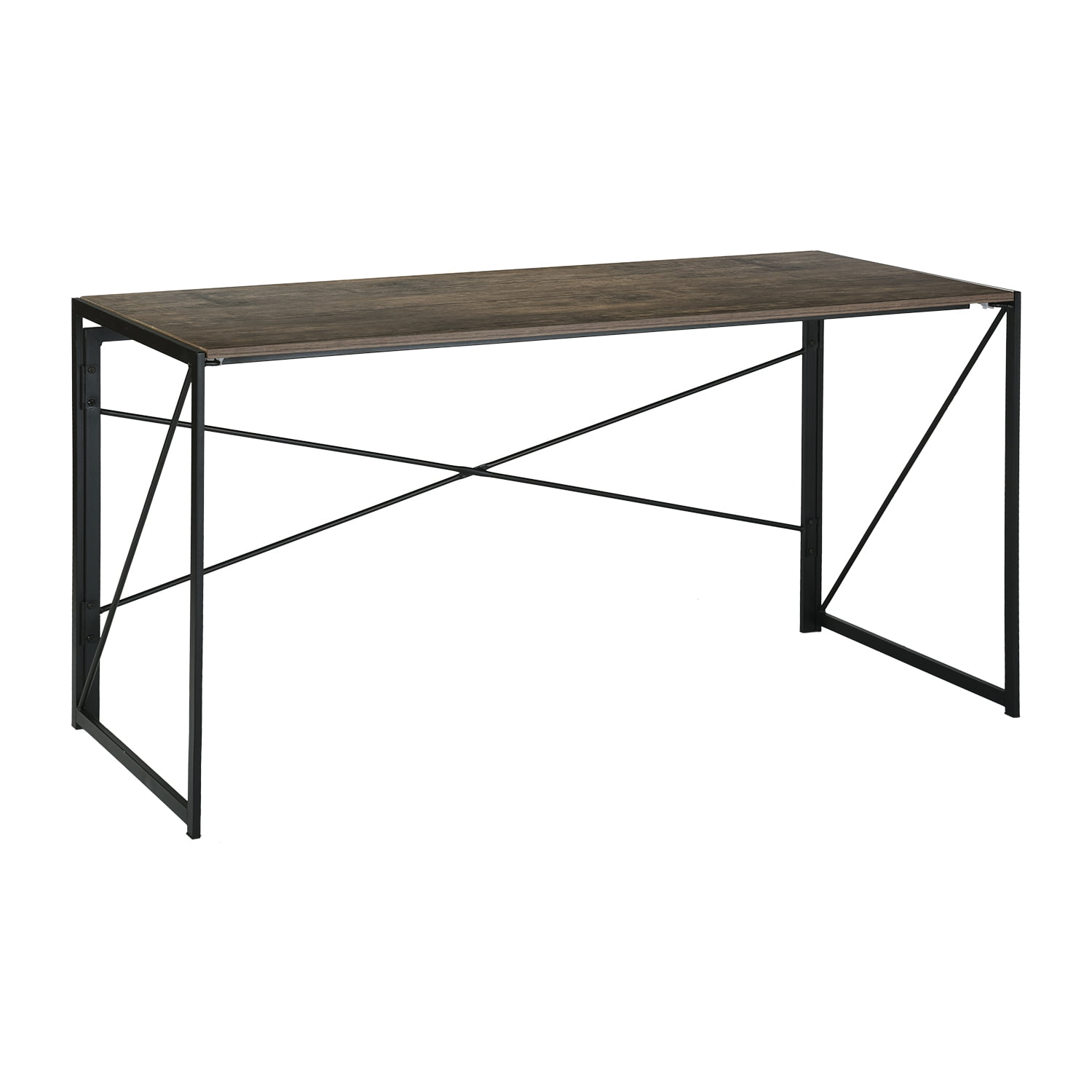 Homy Casa 55″ Folding Craft and Work Table, Industrial Wood Desk for Home Office, Sewing, DIY, Brown