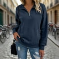 thumbnail image 5 of ZUKMRJPC Women's Half Zip Sweatshirts Fall Fashion Long Sleeve Fleece Lined Sweatshirt Casual Lightweight Solid Color Pullover Tops, 5 of 7