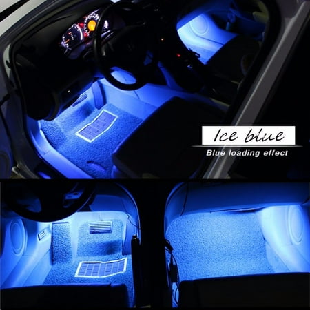 Car Interior Lights Glime 4 Piece 12 Led Car Atmosphere Light Interior Underdash Lighting Kit Auto Floor Lights Waterproof Glow Neon Light Strips