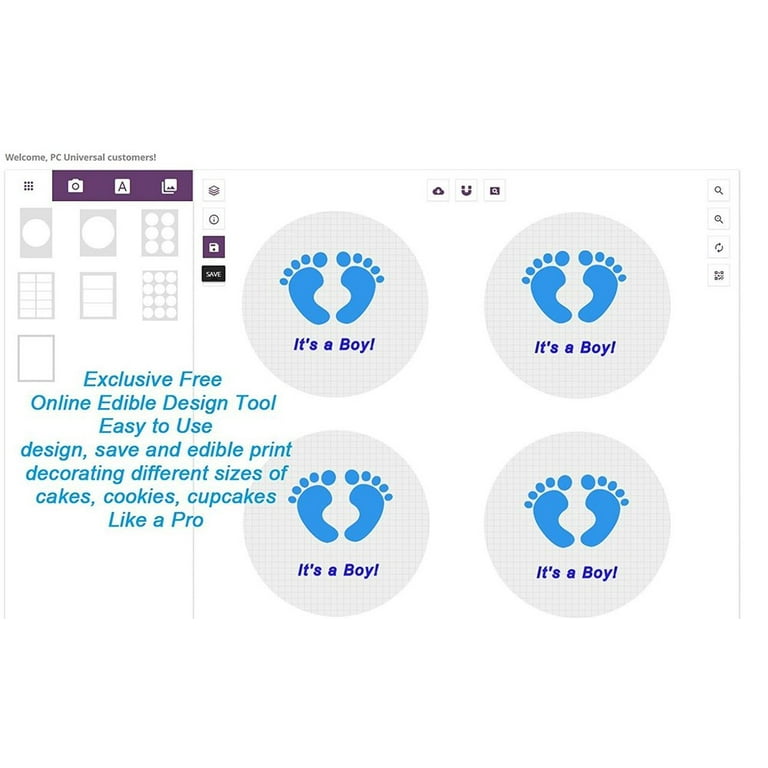 PC Universal Edible Printer Designer Pack-Includes All-in-One Cake Printer with 2 Sets Edible Cartridges, 50 Sheets Wafer Paper and 10 Sheets Frosting Sheets