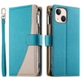 thumbnail image 1 of Funda cartera GANGXUN para iPhone 13 Mini , cuero PU con tarjetero, cremallera, correa de mano, soporte y protección 630°, 1 of 6