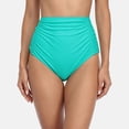 thumbnail image 4 of Alove Women's High Waisted Tummy Control Bikini Bottoms Ruched Sexy Swimsuit Bottoms, 4 of 7