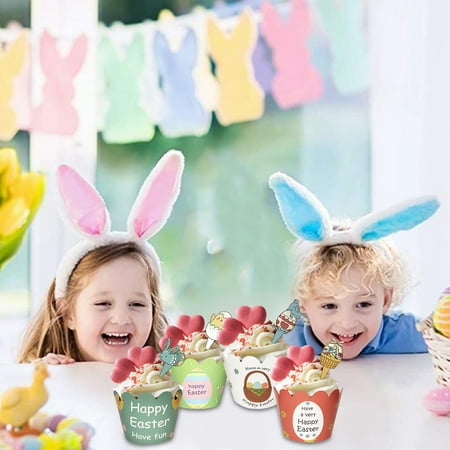 

WEPRO Wrappers Decorations Bunny Paper Liners Party Baking Kit Easter Toppers Cupcake Kitchen，Dining Bar