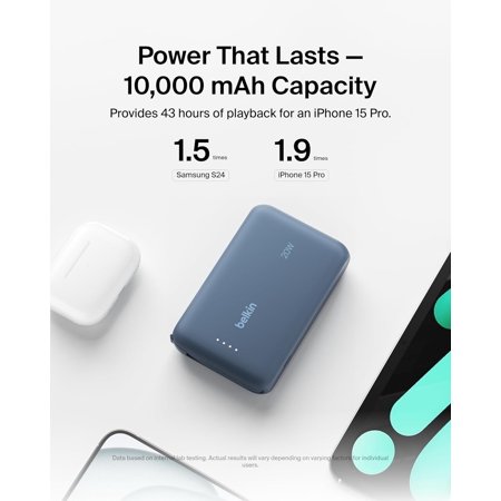 belkin BPB021fqBL BoostCharge 20Wケーブル内蔵 モバイルバッテリー10000mAh ブルー