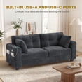 thumbnail image 2 of WISHEAD 70" Large 2 Seater Double Sofa Couch for Living Room, Office, Comfy Loveseat with USB Charging Port, 2 Pillows, Easy Assembly, Dark Gray, 2 of 9