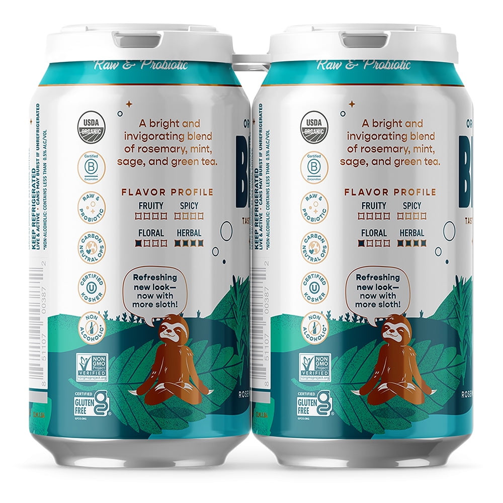 Brew Dr. Kombucha Organic Clear Mind 12 fl oz 4 pack cans with Green Tea