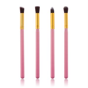 4pcs Ensemble de brosses pour yeux Ensemble de pinceaux mélangeurs de crayons Outil de maquillage Cosmétique Eyeshadow Lip Blush Foundation Power Brush Kit d'outils cosmétiques (Pink+Gold)