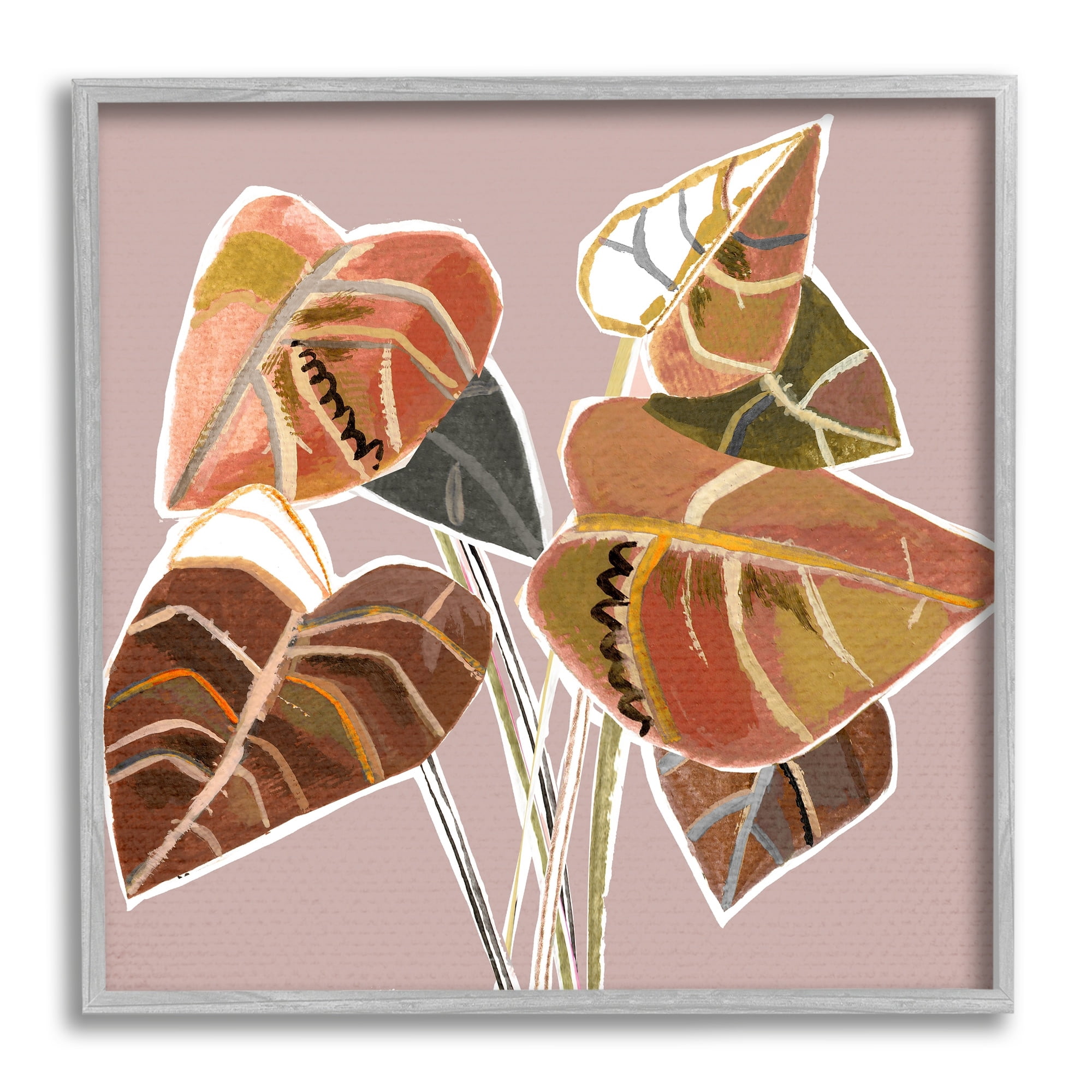 Stupell Industries Arrowhead Plant Vine Ornamented Fall Leaves Cubist Painting,24 x 24, Design by Pope