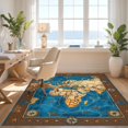 thumbnail image 3 of Design&I 6'x9' Washable Area Rug Map Retro Starfish Compass Emblems Nautical Ocean Turtle Round Refined for Dining Room, Under Table, Office, Snag-Free, 3 of 7