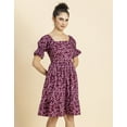 thumbnail image 2 of MoomayaWomens PrintedSquare Neck Summer Dress,Short PuffedSleeves Tiered Cotton Dress, 2 of 8