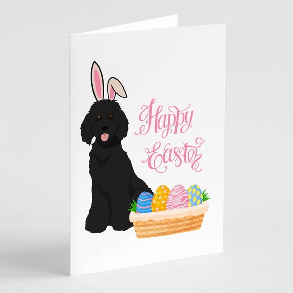 Standard Black Poodle Easter Greeting Cards and Envelopes Pack of 8 7 in x 5 in