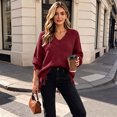 thumbnail image 4 of Fewfanhot Sweaters for Women Oversized Long Sleeve V Neck Ripped Cozy Warm Knitted Winter Pullover Sweaters, 4 of 8