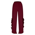 thumbnail image 5 of Ltctricy Women's Vintage Flared Leggings Casual High Waisted Tie Side Ruffle Workout Yoga Pants Gothic Bell Bottoms(Wine,X-Large), 5 of 7