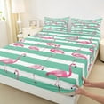 thumbnail image 3 of Manfei Flamingo Animal Teens Full Size Sheets, Green Abstract Ombre Bed Sheets, Kawaii Cute Cartoon Sheet Sets, Luxury Bedroom Decor, 4 Pieces, 3 of 7