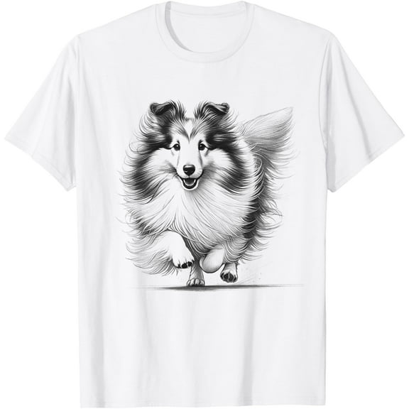Sam Soft Shetland Sheepdog Dog Sheltie Running Design T-Shirt