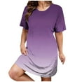 thumbnail image 2 of Fnooota Women's Plus Size Dresses, Summer Loose Short Sleeve Gradient Midi Dresses Purple Size 2XL, 2 of 7