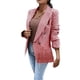 thumbnail image 1 of Chaqueta de Negocios informal ligera con estampado a cuadros elegante para primavera y otoño para mujer, blusa ajustada con bolsillo de imitación, ropa de abrigo,blazer clásico（Rojo， L), 1 of 5