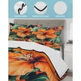 thumbnail image 4 of Quilts Full Size, Burnt Orange Floral Soft Comforter Bedding Set for Bed, Tropical Botanical Leaves Floral Lightweight Quilted Bedspread with Pillow Cover(2 Pieces) for All Season, 78x90 Inch, 4 of 6
