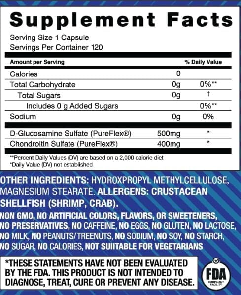 Basic Brands Move Pureflex Glucosamine Chondroitin for Bone & Joint Health - 120 Capsules