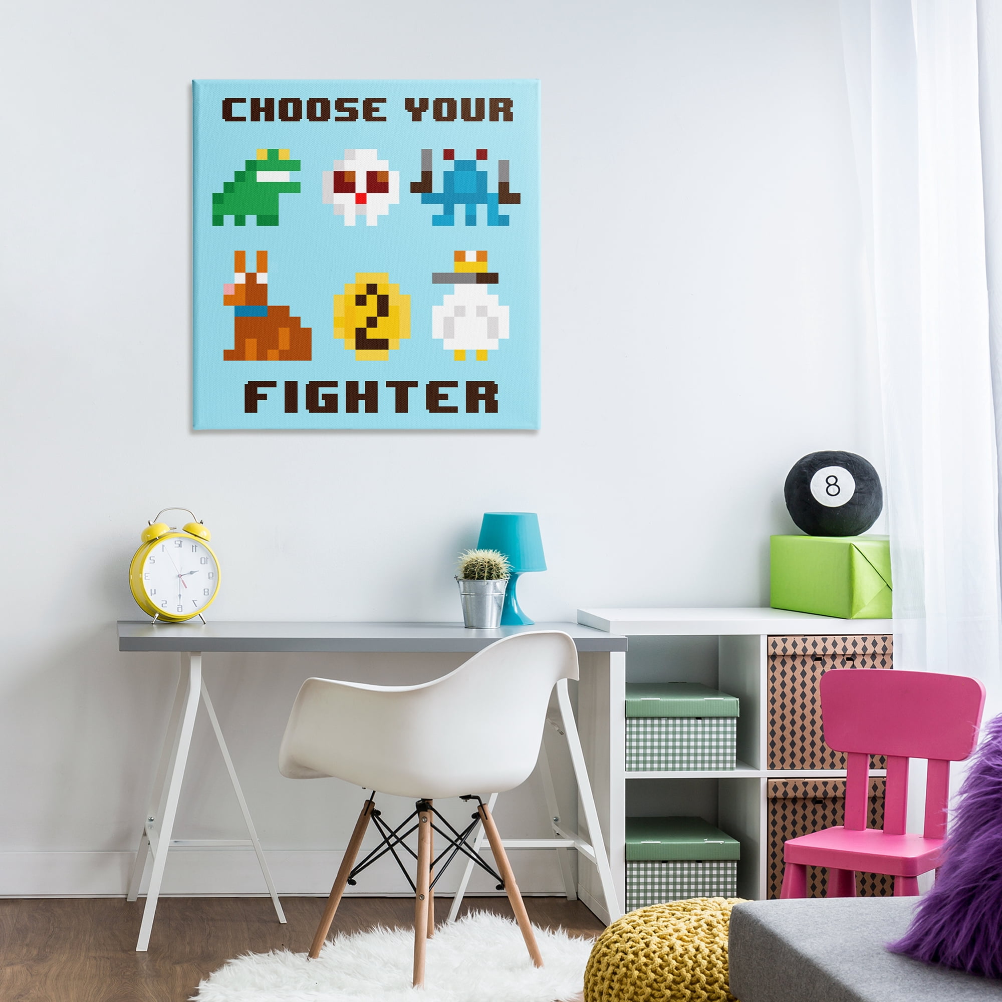 Stupell Industries Choose Gaming Fighter Entertainment Painting Wrapped Canvas Art Print Wall Art, 30 x 30