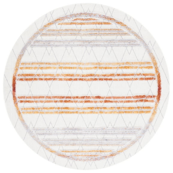 SAFAVIEH Marrakesh Glanville Geometric Polyester Area Rug, Grey/Multi, 6'7" x 6'7" Round