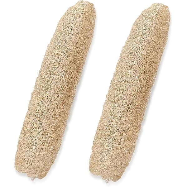 wonima11 Pure Natural Loofah Sponge, Organic Reusable Exfoliating Body and Back Scrub for SPA Beauty Bath and Radiant Skin, Natural Dish Sponge (2 Pack)