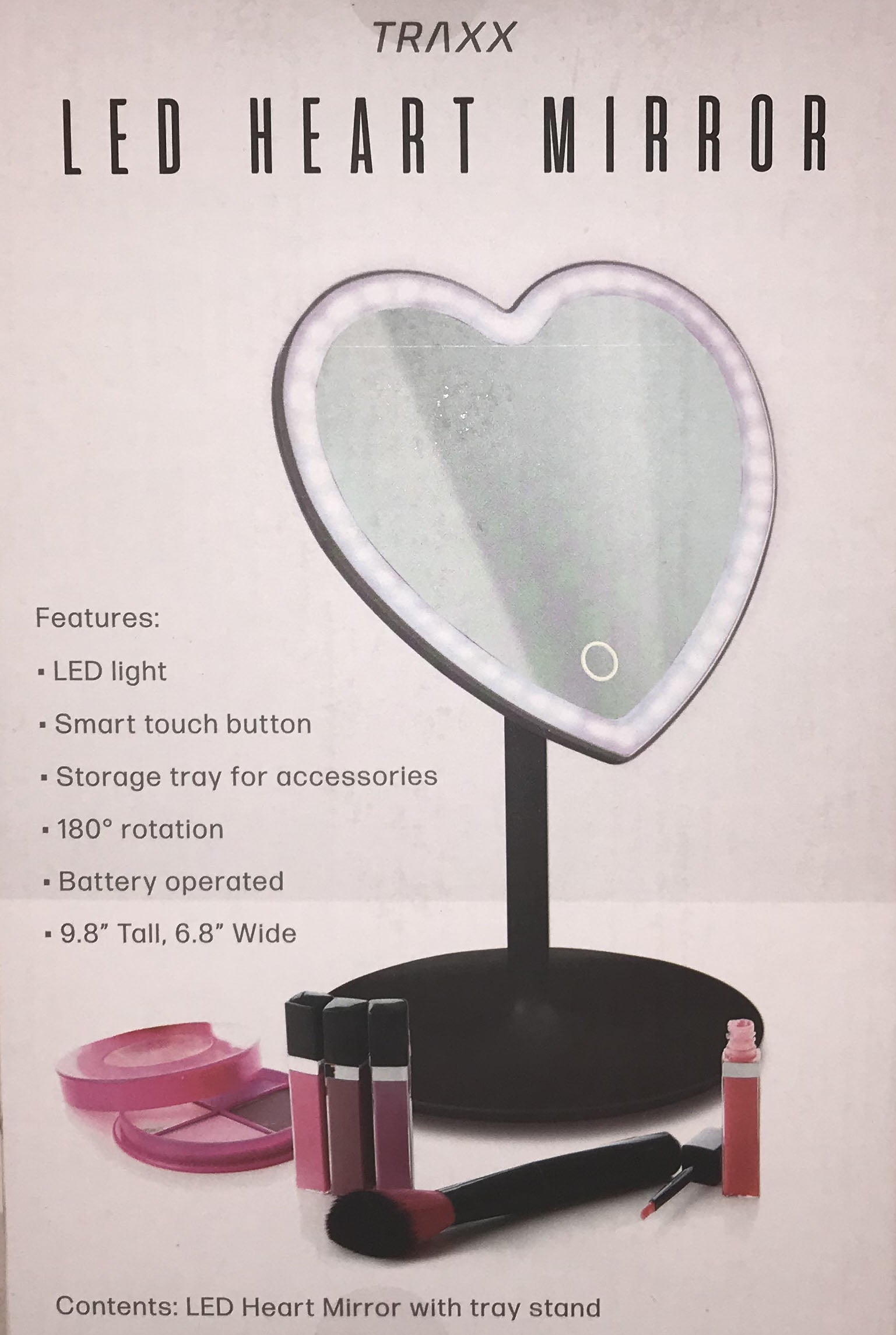 Traxx LED Heart Mirror Touch On Off Base Tray Walmart