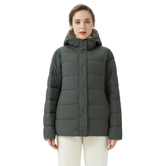 Orolay Women's Thickened Plaid Print Down Jacket with Hood