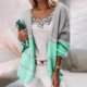 thumbnail image 1 of Puntoco mujeres Casual sólido tejido empalme colores contrastantes cárdigan manga larga suéteres tops Flash selecciones Puntoco Puntoco-5250, 1 of 8