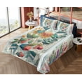 thumbnail image 4 of Ambesonne Eucalyptus Leaves Fitted & Top Sheet Set with Sham, Leaf Geometrics, Teal Multicolor, 4 of 5