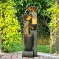 thumbnail image 3 of 4-tier Outdoor Modern Water Fountain with LED Lights - 40“ H Waterfall Feature for Home Decor, 3 of 13