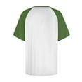 thumbnail image 5 of Tops for Women under $5 Short Sleeved Round Neck Color Block Printed Pullover T-shirt Green, 5 of 5