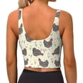 thumbnail image 3 of Haiem Funny Chicken Pattern Womens Sports Bra - U Neck Padded Low Impact Yoga Bra Workout Crop Top Gym Moisture-Wicking Workout Vest -X-Large, 3 of 9