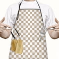 thumbnail image 2 of Beige and White Checkerboard Pattern Apron-Garden Aprons for Women with Pockets-Cotton Linen Waterproof Kitchen Cooking Gardening Aprons Adjustable for Kitchen,Cooking,BBQ and Salon 33x27 Inch, 2 of 7