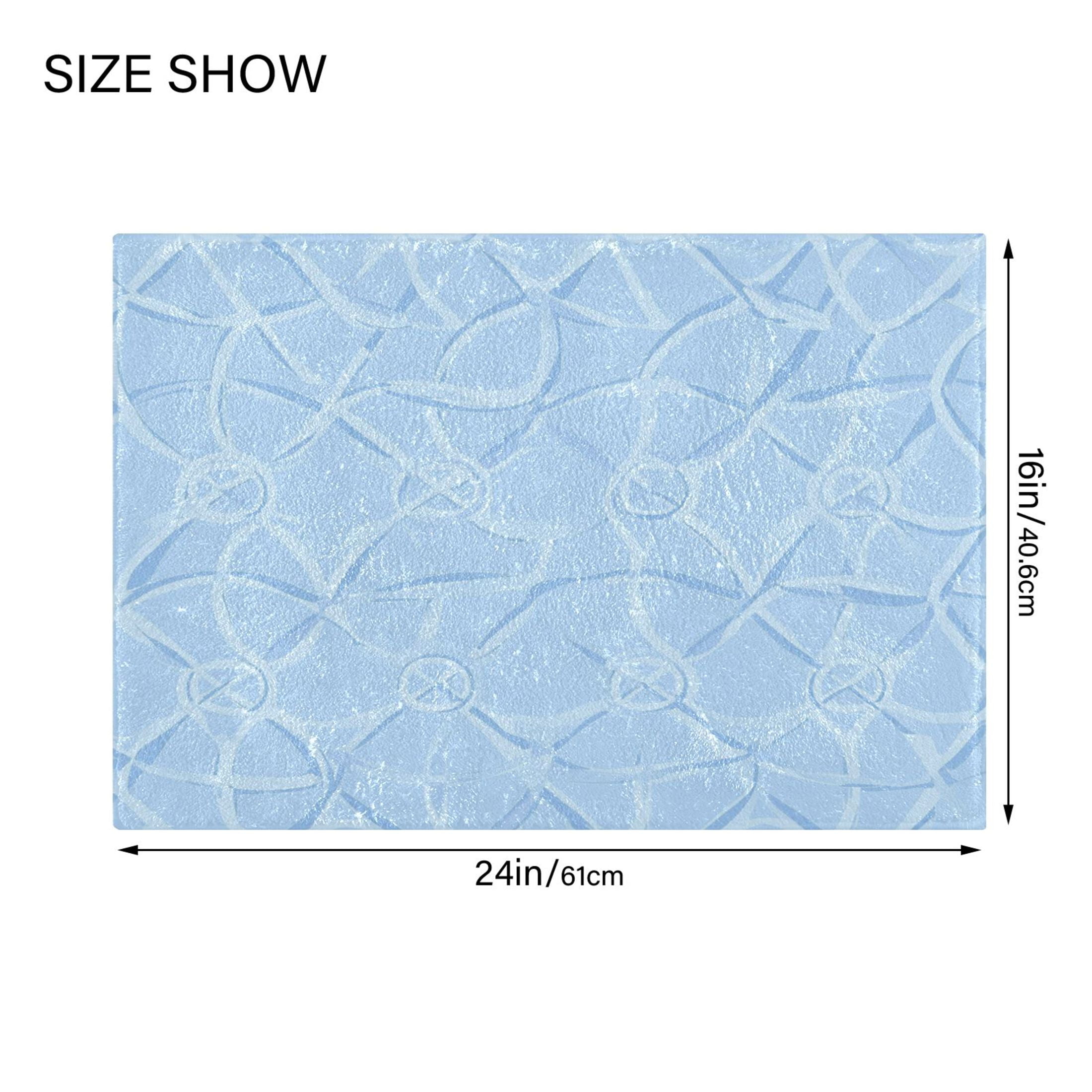 2 Piece Soft Bathroom Rug Set Light Blue Geometric Pattern Bath Mat and U-Shaped Toilet Contour Rug (16"x24"+20"x24")