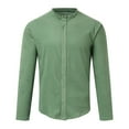 thumbnail image 2 of Camisas s Para Hombre Camisa al libre sin cuello de color sólido de manga larga de algodón de otoño e invierno para hombre (Green, XXL), 2 of 7