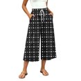 thumbnail image 4 of Noric Women's Cotton Summer Floral Print Wide Leg Capri Pants Loose Fit Casual Drawstring Waist with Pockets Flowy Beach Vacation Trousers, 4 of 7