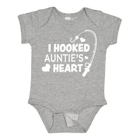 

Inktastic I Hooked Auntie s Heart with Fishing Rod Gift Baby Boy or Baby Girl Bodysuit