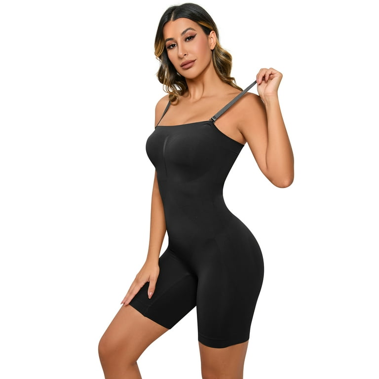 Men Shapewear Tummy Control Full Body Shaper Slimming Bodysuit Plus Size  Butt Lifter Strapless Thigh Slimmer (Color : Black, Size : Small)