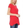 thumbnail image 2 of Women's A-Line Short Sleeve Relaxed Fit Round Neck Solid Tunic Top with Pockets, 2 of 4