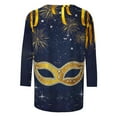 thumbnail image 4 of Cadancy Mardi Gras Shirts for Women 3/4 Sleeve Holiday Funny Graphic Round Neck Loose Tops Pullover Rave Party Carnival Blouse Trendy Casual Shirt, 4 of 6