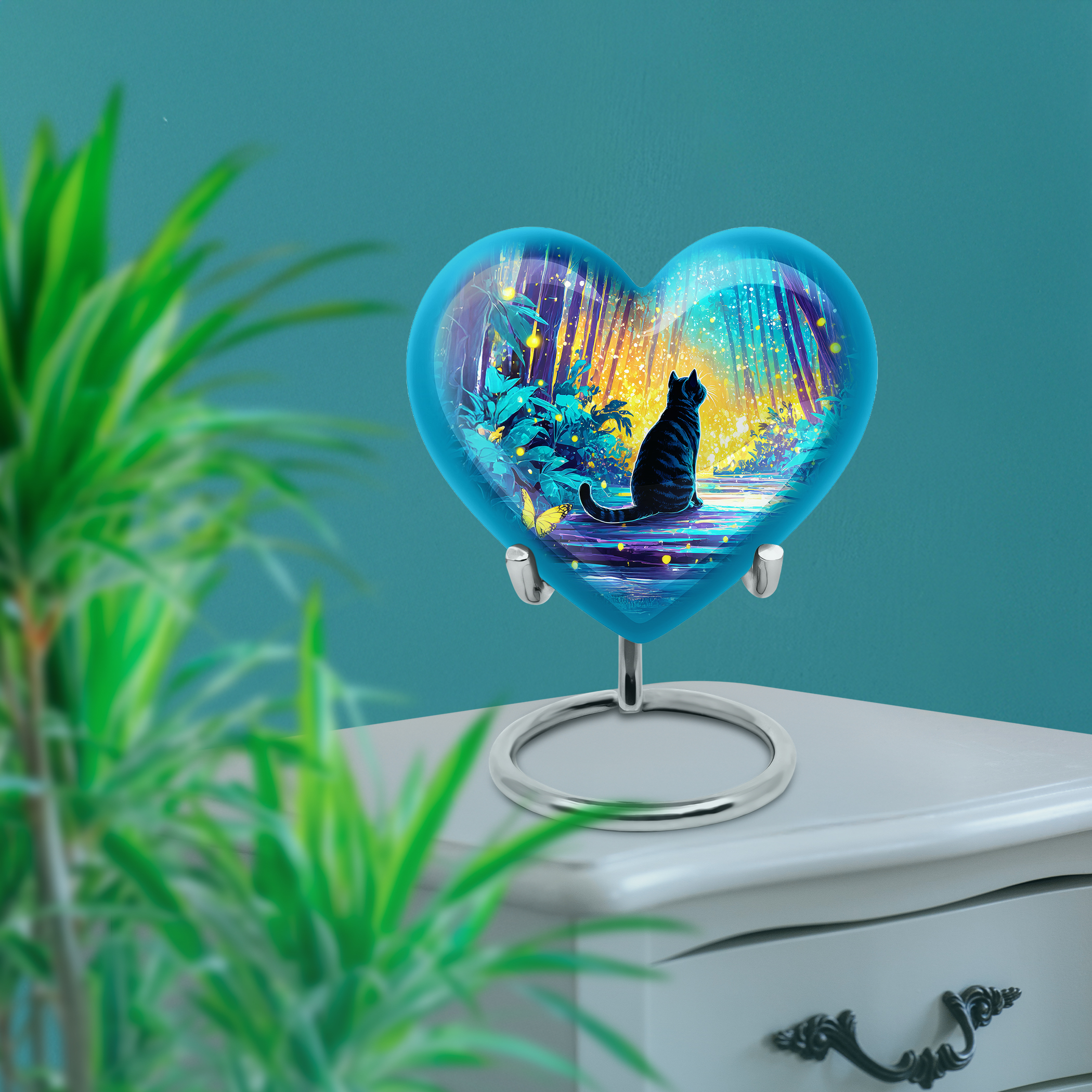SABURIAL Cat Cremation Memorial Urn - Human Ashes Urns - Combo 1 - Large with 3 Inch Pack of 1 - Large Decorative Urn - Memorial Urns for Ash - Ash Keepsakes for Human Ashes