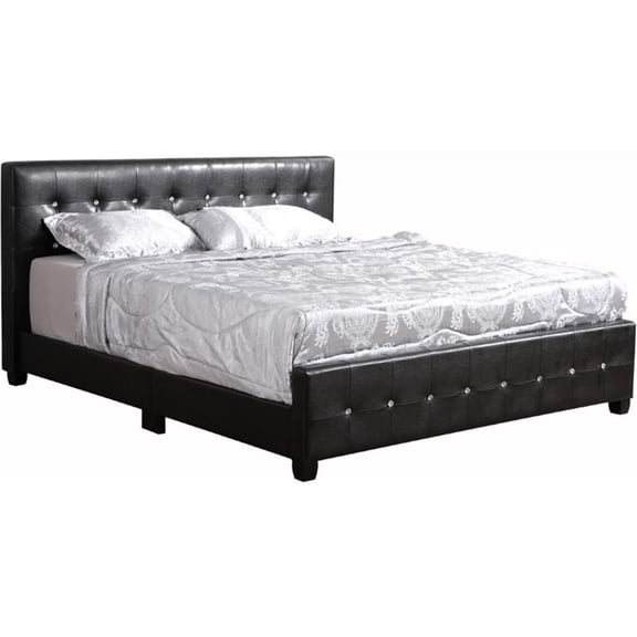 Glory Furniture Diamond Faux Leather Upholstered King Bed in Black
