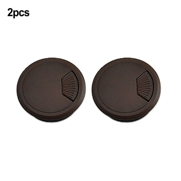 2Pcs Desk Plastic Grommet Table Cable Computer Desk Cover Wire Hole Cover Dark Brown