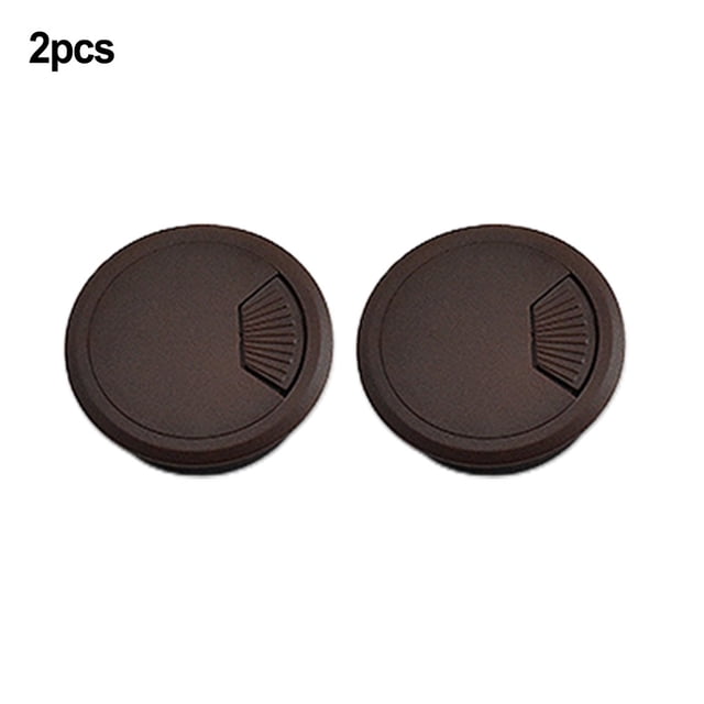 2Pcs Desk Plastic Grommet Table Cable Computer Desk Cover Wire Hole Cover Dark Brown