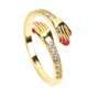 thumbnail image 1 of Elegant Rhinestone Hug Ring for Women, Gold Plated Open Band for Weddings and Special Occasions, 1 of 4